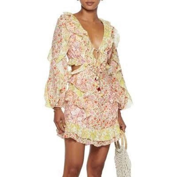 Zimmermann Floral Mini Dress - Pink and Yellow - Picture 3 of 13
